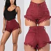 Europe États-Unis éclate élastique laine cheveux bord taille haute short en jean militaire vert vin rouge rose soutien lot mixte