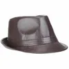 Wide Brim Hats Mistdawn High Quality Leather Men's Fedora Trilby Hat Gentleman Winter Panama Cap1