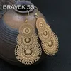 BRAVEKISS Retro Blatt Form Tropfen Ohrringe Für Frauen Vintage Bohomia Boho Höhlte-out Mode Schmuck Zubehör Neue 2020 PE1520