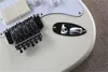 Milky White Body Tromolo Bridge Elektrisk gitarr med kromhårdvara, Maple Fingerboard, White Pickguard, kan anpassas