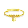 Lucky Beads Bangle Adjust 18k Yellow Gold Filled Charm Bracelet For Womens Girls Gift Fashion Jewelry Gift