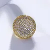 Underbara stora ringar bana inställning CZ Crystal Gold White Color Luxury Jewelry Fast Transport Stor rundform Finger Ring1715918