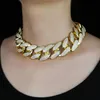 30mm big heavy women chunky choker necklace micro pave 5A cz cuban link chain iced out bling hip hop women cuban255S