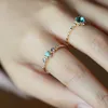 925 Sterling Silver Ring for Women Sea Pattern Larimar Tanzanite White Topaz Gemstone Gold Plated Fine Jewelry