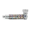 Inlay Rhinestone Metal Smoking Pipes Plated Golden Silvery Hookah Tips Spiral Pattern Colorful Cigarette Holder 7 5kl G2