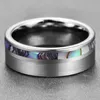 Wedding Rings 8mm Natual Abalone Shell Tungsten Carbide Ring Silver Color Matte Surface Promise Jewelry Engagement Men Anillos13730869