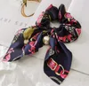 Mode chiffong bowknot silke hår scrunchies kvinnor pärla hästsvans hållare hår slips hår rep gummiband tillbehör 13 färger gratis skepp