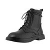 Annymoli Motorcykelstövlar Kvinna Flat Platform Ankle Boots Round Toe Kort snörning Kvinnliga skor Autumn Winter Black Size 391