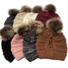 Criss Cross Pom Pom Cola de caballo Gorros 16 mujeres de invierno moño alto punto Hat desmontable del partido Gorros Pompón 30pcs Sombreros CCA12560