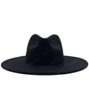 Nouveau style British Winter laine solide solide Fedoras CAP Men de bonnet Panama Jazz Hat 95cm de largeur Big Big White Fedoras3346084