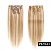 Highlight 613 Blonde Echthaar-Clip-In-Extensions, dickes Ende, 70 g, 100 g, Set, glatt, brasilianisches Remy-Haar, farbige Webart, Clip-Ins P3575392