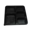 Discorable1000ml 1500ml صناديق عشاء بلاستيكية 5-Compartment Food Lunch Storage Holoder 2 Colourt Take Out Box Tableware 200 Sets Lot2677