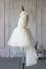 New Trend Flower Girls Dresses Halter Beads Sash Pageant Dress for Girls Custom Made Hi Lo Kids Birthday Gowns