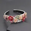 Hårklämmor Barrettes Blomma färgade strass pannband Barock Fashion Luxury Metal Multicolor med 5921