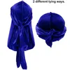 Mode Dames Velvet Durag Bandana Turban Pruiken Heren Satijnen Piraat Hoed Effen Kleur Hoofddeksels Hoofdband Pigtail Hip Hop Cap Mutsie