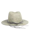 Brede rand hoeden 100% raffia stroming zomer vrouwen reizen strand zon hoed elegante dame fedora panama sunbonnet sunhat maat 56-58cm1 davi22