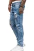 US -Stil neues Loch zerrissener Jeans Blenging Bastel lange Bleistifthose dünne schlanke Jungenhosen