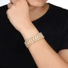 Chaîne à maillons pour hommes Bracelets Hip Hop avec strass complets, chaînes de bracelet de montre glacées, accessoires de bijoux bling-bling, bracelet à breloques 21cm x 2 278g
