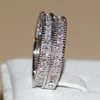 Princess Vintage Jewelry 14kt White gold filled CZ 3pcs Wedding Women Band Rings For Love Size5111865614