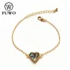 Bracciale con conchiglia moda FUWO con catena in ottone riempito in oro 24 carati Elegante braccialetto a forma di cuore intero BR5182246