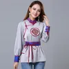 Asia Women New Tang suit stand collar long sleeve silk top Fashion ethnic jacket Elegant oriental Clothing