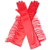 Танцевальные перчатки модные кисточки длинные атласные перчатки женские оперные вечерние костюм 3 цвета черный белый Red9808989