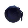 Stingy Brav Hats Dameshoed Fedora Elegant voor Cap Fascinator Blue Wool met Feather Royal Wedding Banquet Prom Festival Bonnet Girls1