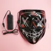 LED Black Face Mask Stitches Purge Horror Scary EL Neon Strip Light Up Glow in dark Fancy Plastic Halloween Cosplay Party Costume