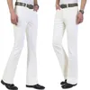 Jeans masculinos 2021 outono primavera verão business casual cintura médio elástico branco flares sino inferior plus tamanho