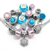 Metal e Copo Jóias Charms 16 pcs Estilos Assorted Micro-set Rhinestone Beads Cobre Fit Bracelete Europeia DIY e Pingente para Colar