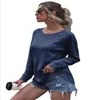 T-shirts Femmes Solide Robes Costume Col Rond À Manches Longues Pull Femme Chemisier Top Dame Décontracté Lâche Vêtements Pour Femmes LSK1239