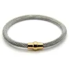 Bangle Moda Mulheres Homens Cor Magnética Rosa Ouro Aço Inoxidável Redondo Ed Fio Cuff Fecho Pulseiras Jewelry211P