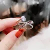 Shinning Zircon Rings for Women Silver Color Multi Layers X Criss Open Ring Justerbara modesmycken2490329