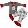 Barnkläder Ny design baby flickor pojkar pyjamas jul barn pyjamas jultomten broderi ren bomullsbutik baby gir7402646