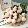 5 pièces 3 têtes Lulian soie fausse branche de rose rouge fleurs artificielles pour la décoration de la maison fête de mariage cadeau automne chambre décoration 1227w