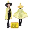 Costume d'Halloween cape en satin avec chapeau pour enfants garçons sorcier et filles sorcière cosplay fête d'Halloween