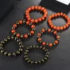 10 / 12mm largura preta vermelha de pedra natural Pulseira para homens DIY Mens Beads Braceletes para mulheres jóias religiosas