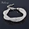 Sinleery Luxury 2 Layer Cross Mesh Armband med mousserande kristall inuti Women Girl Fashion Jewelry 2 Color SL068 SSH254R