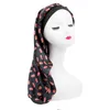 African female silky turban head wrap long bonnets for women sleeping cap satin printing hair bonnet braid slouchy hat TB83B1392429