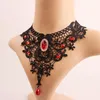 Chokers Halloween Lace Choker Women Collares Necklace Crystal Vintage Necklaces Pendants Steampunk Statement Party Jewelry Gift1