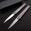 Specialerbjudande MS3 Flipper Folding Knife M390 Satin Blade CNC TC4 Titaniumlegering Handle Ball Bearing Knives With Leather Mante