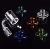 4mm de espessura Clear Bottom 10mm 14mm 18mm Quartz Banger Glass UFO Colored Carb Cap Glowing Terp Pearl Quartz Nail For oil rigs Bong