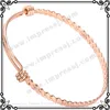 Bracelet IJB0273 vente en gros/au détail en acier inoxydable doré torsadé extensible pour les femmes mode fil réglable bracelet1