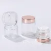 New Clear Glass Jar Cream Bottles Round Cosmetic Jars Hand Face Cream Bottle with ROSE GOLD CAP 5g - 100g HHC2046