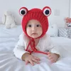 M267 Nieuwe Herfst Winter Baby Kinderen Gebreide Hoed Cartoon Frog Mutsen Jongens Meisjes Kinderen Gebreide Cap Oorbeschermers Warme Hoeden