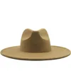 Nieuwe Britse Stijl Winter Wol Effen Klassieke Fedora Cap Mannen Vrouwen Panama Jazz Hoed 95 Cm Brede Rand Grote Witte Fedoras9494288