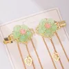 Forseven New Vintage Gold Color Long Tassel Pendant Hairgrips Clips Chines