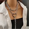 Bijoux punk exagéré long anneau multicouche personnalisé chaîne épaisse collier hip hop coeur de pêche