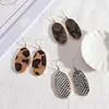 Designer Hexágono Oval Pu Charms Charms Brincos Serpente Leopardo Leopardo Imprimir Charme Brinco Jóias