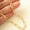 Gold Color Paper Clip Lick Chain Choker Necklace for Women Link Chain Wedding Birthday Jewelry 15 16 17 inches263N